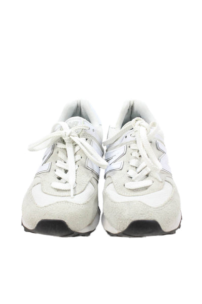 New Balance Womens Lace Up Logo Low Top Trainers Sneakers Gray White Suede 8