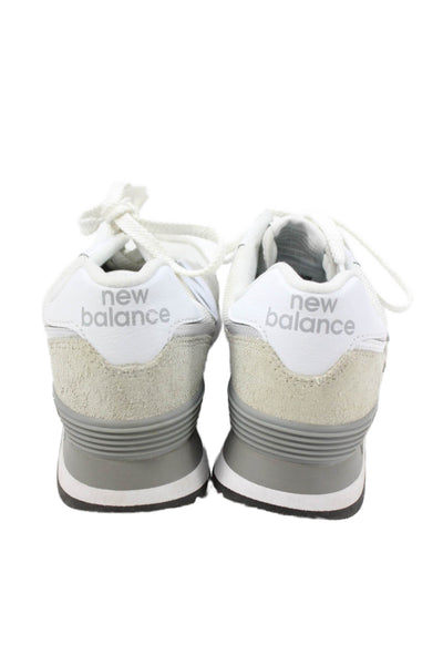 New Balance Womens Lace Up Logo Low Top Trainers Sneakers Gray White Suede 8