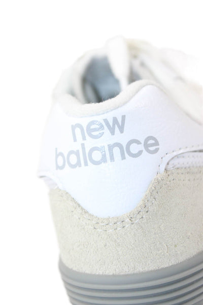 New Balance Womens Lace Up Logo Low Top Trainers Sneakers Gray White Suede 8