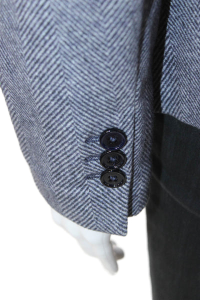 Circolo Women Jacket Gray Wool Blend Herringbone Button Long Sleeve Size 40