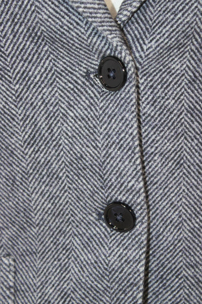 Circolo Women Jacket Gray Wool Blend Herringbone Button Long Sleeve Size 40