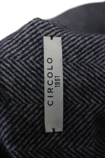 Circolo Women Jacket Gray Wool Blend Herringbone Button Long Sleeve Size 40