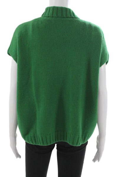 Organic John Patrick Unisex Adults Overcoat Wool Green Zip High Neck Size XS