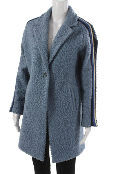 Vilagallo Women Overcoat Blue Button Polyester Long Sleeve Size 38