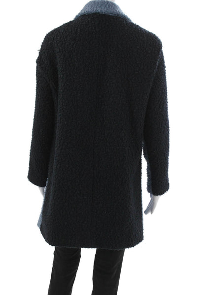 Vilagallo Women Overcoat Blue Button Polyester Long Sleeve Size 38