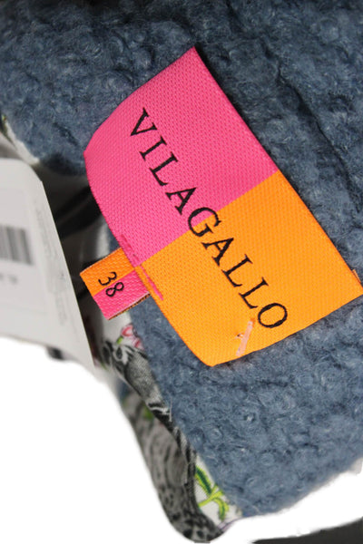 Vilagallo Women Overcoat Blue Button Polyester Long Sleeve Size 38