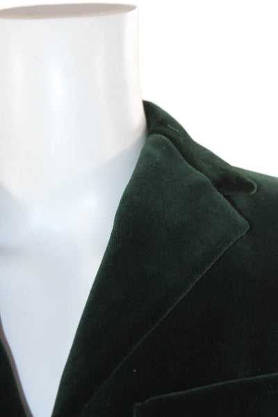 Sharis Place Women Basic Jacket Green Cotton Blend Button Long Sleeve Size 38