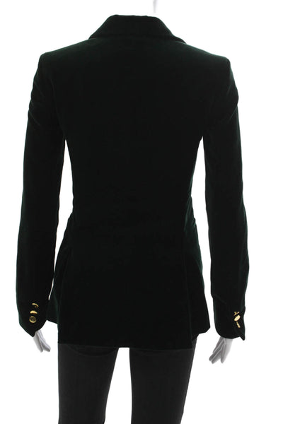 Sharis Place Women Basic Jacket Green Cotton Blend Button Long Sleeve Size 38