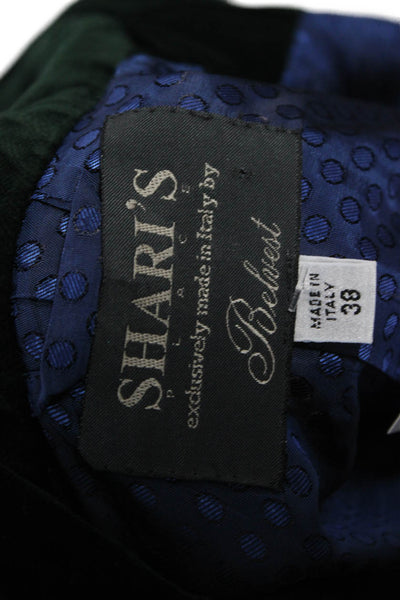 Sharis Place Women Basic Jacket Green Cotton Blend Button Long Sleeve Size 38