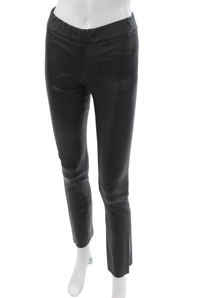 Sharis Place Women Black Faux Leather Skinny Leggings Size 0