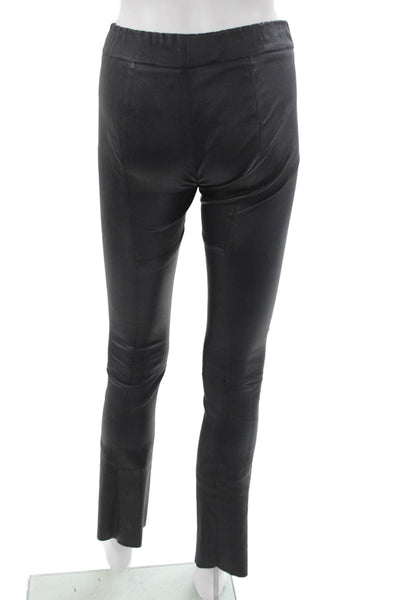 Sharis Place Women Black Faux Leather Skinny Leggings Size 0