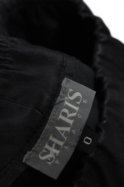 Sharis Place Women Black Faux Leather Skinny Leggings Size 0