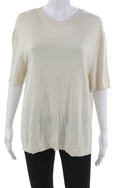 Christian Wijnants Women Beige Basic Crew Neck Short Sleeve T-Shirt Size M