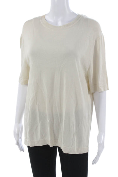 Christian Wijnants Women Beige Basic Crew Neck Short Sleeve T-Shirt Size M