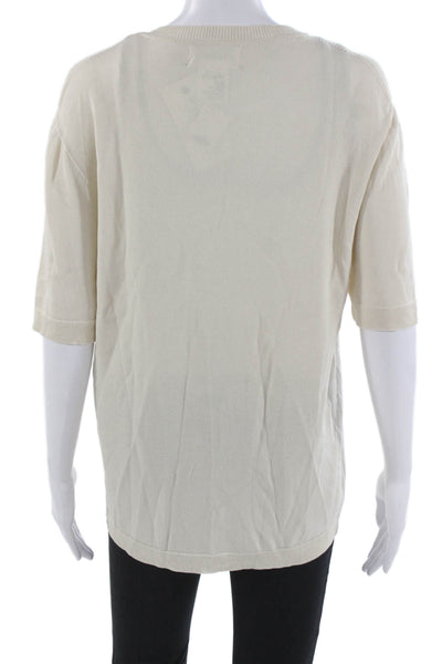 Christian Wijnants Women Beige Basic Crew Neck Short Sleeve T-Shirt Size M