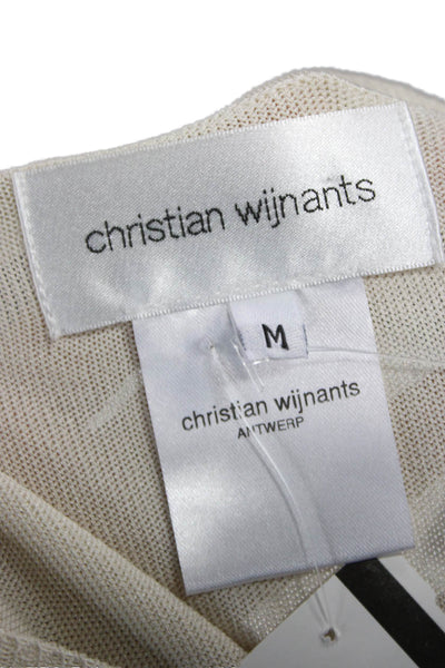 Christian Wijnants Women Beige Basic Crew Neck Short Sleeve T-Shirt Size M