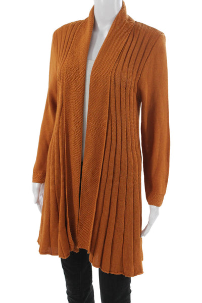 Jennifer T Womens Orange Cotton Collared Long Sleeve Cardigan Size 12