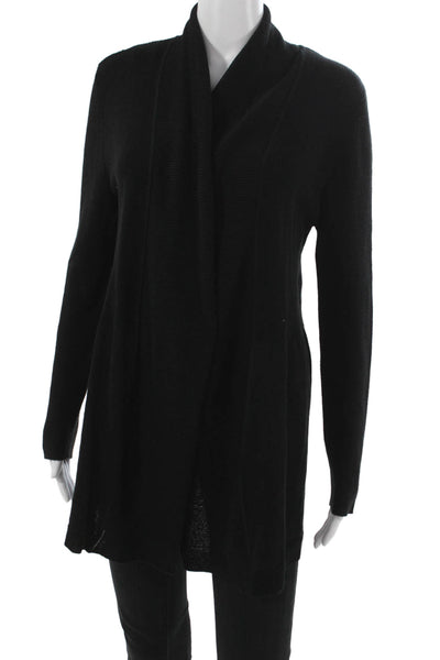 Jennifer T Womens Collared Black Cotton Blend Cardigan Long Sleeve Size XL