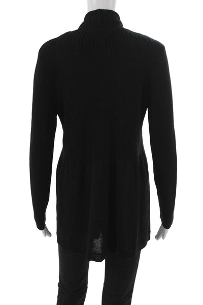 Jennifer T Womens Collared Black Cotton Blend Cardigan Long Sleeve Size XL