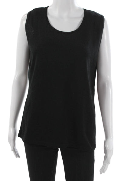 Jennifer T Women Basic Black Scoop Neck Sleeveless Tank 55% Cotton Size 50