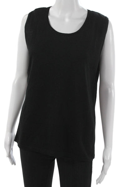 Jennifer T Women Basic Black Scoop Neck Sleeveless Tank 55% Cotton Size 50