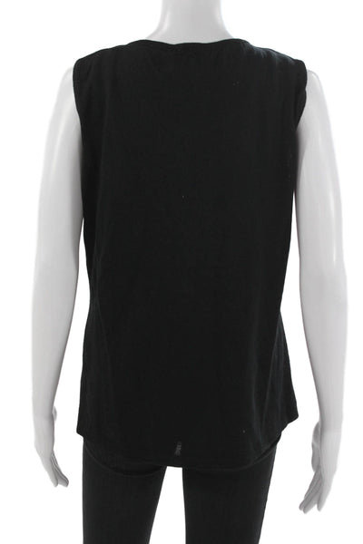 Jennifer T Women Basic Black Scoop Neck Sleeveless Tank 55% Cotton Size 50