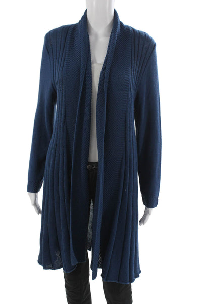 Jennifer Tyler Women Cardigan Collared Knit Long Sleeve Blue Size 44