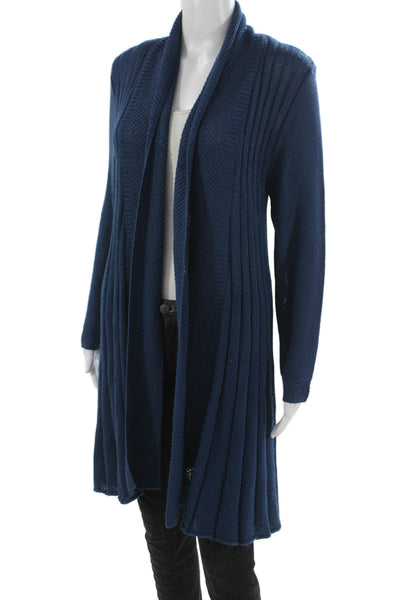 Jennifer Tyler Women Cardigan Collared Knit Long Sleeve Blue Size 44