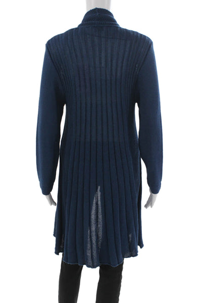 Jennifer Tyler Women Cardigan Collared Knit Long Sleeve Blue Size 44