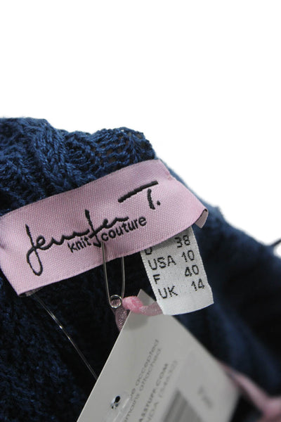 Jennifer Tyler Women Cardigan Collared Knit Long Sleeve Blue Size 44