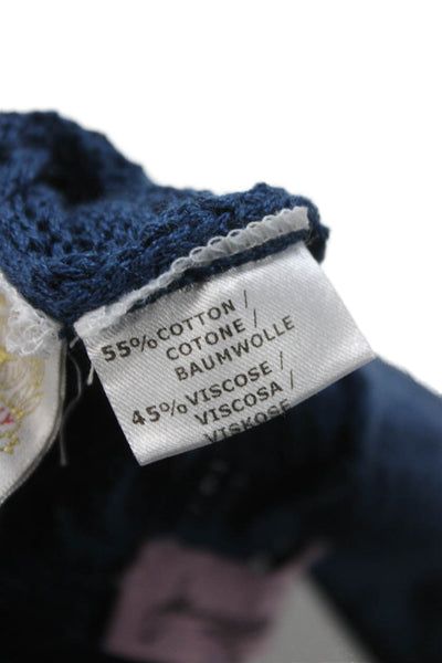 Jennifer Tyler Women Cardigan Collared Knit Long Sleeve Blue Size 44