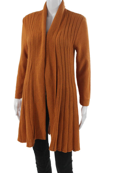 Jennifer T Womens Cardigan Collared Orange Long Sleeve Cotton Viscose Size 38