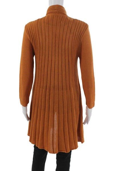 Jennifer T Womens Cardigan Collared Orange Long Sleeve Cotton Viscose Size 38