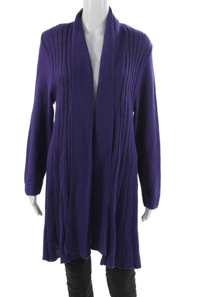 Jennifer Tyler Women Cardigan Collared Long Sleeve Purple 55% Cotton Size 12