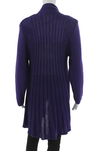 Jennifer Tyler Women Cardigan Collared Long Sleeve Purple 55% Cotton Size 12