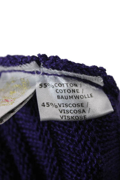 Jennifer Tyler Women Cardigan Collared Long Sleeve Purple 55% Cotton Size 12