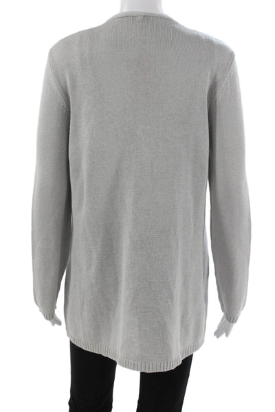 Jennifer T Women Cardigan Gray V-Neck Cotton Blend Long Sleeve Size XL