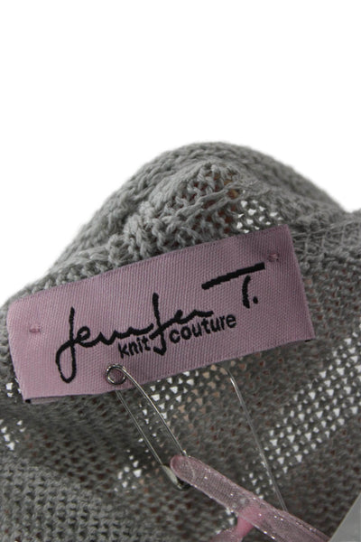 Jennifer T Women Cardigan Gray V-Neck Cotton Blend Long Sleeve Size XL