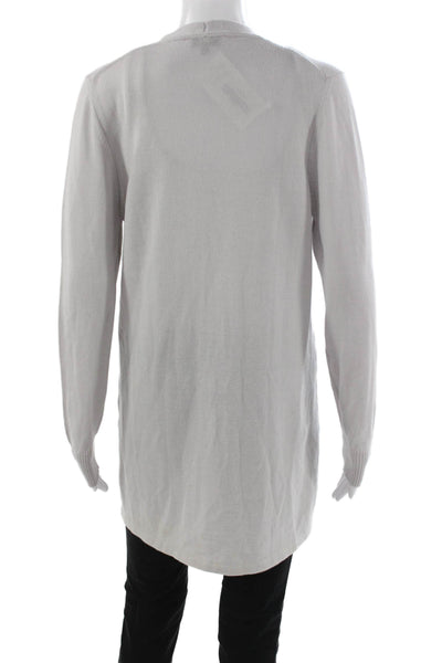 Jennifer T Womens Merino Wool V-Neck Cardigan Sweater Gray Long Sleeve Size 10