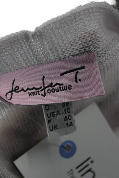 Jennifer T Womens Merino Wool V-Neck Cardigan Sweater Gray Long Sleeve Size 10
