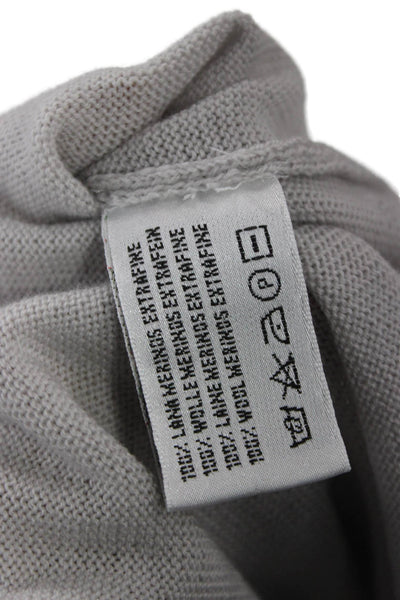 Jennifer T Womens Merino Wool V-Neck Cardigan Sweater Gray Long Sleeve Size 10