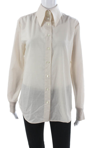 Lorena Antoniazzi Womens Ivory Wool Button Up Blouse Long Sleeve Size 42