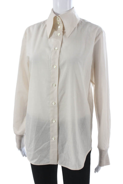 Lorena Antoniazzi Womens Ivory Wool Button Up Blouse Long Sleeve Size 42