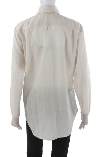 Lorena Antoniazzi Womens Ivory Wool Button Up Blouse Long Sleeve Size 42