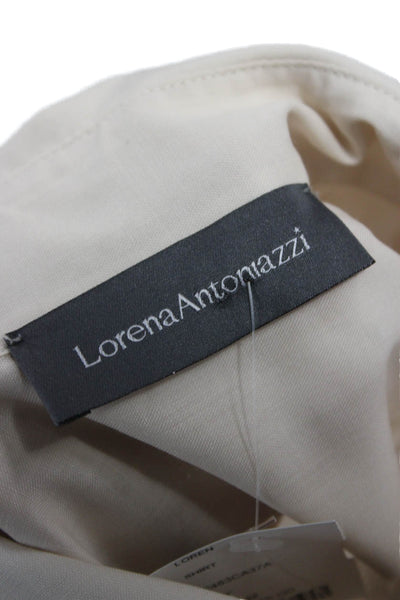 Lorena Antoniazzi Womens Ivory Wool Button Up Blouse Long Sleeve Size 42