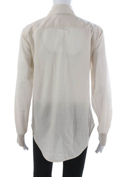 Lorena Antoniazzi Women Ivory Cotton Long Sleeve Button-Up Blouse Size 40