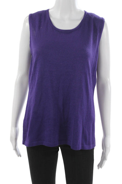 Jennifer T Womens Basic Knit Tank Purple Round Neck Sleeveless Size 50