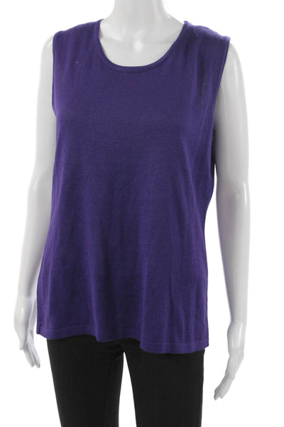 Jennifer T Womens Basic Knit Tank Purple Round Neck Sleeveless Size 50