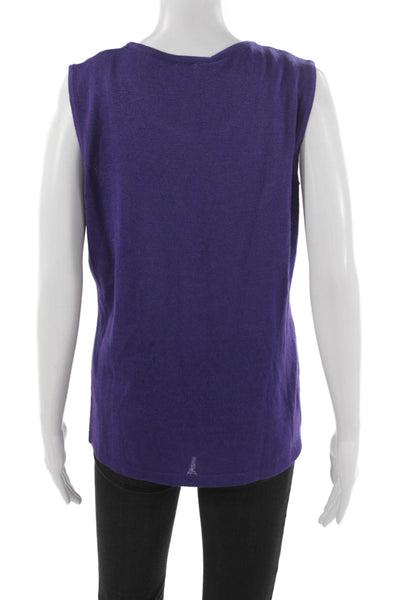 Jennifer T Womens Basic Knit Tank Purple Round Neck Sleeveless Size 50