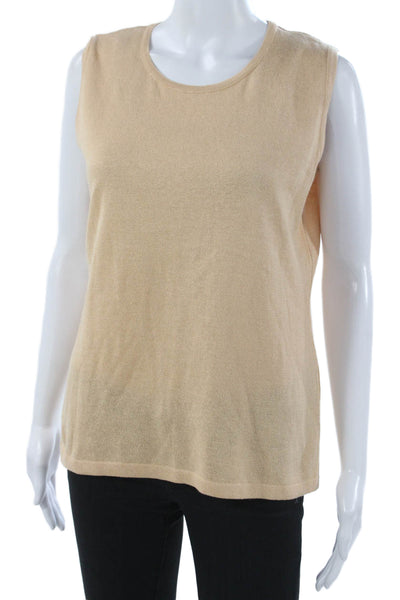 Jennifer T Women Basic Sleeveless Knit Tank Beige Round Neck Size 48